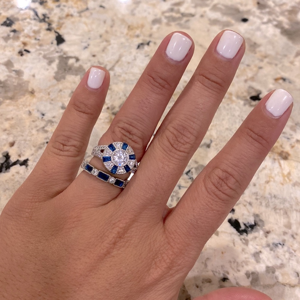 CZ and Costume Sapphire Ring Set - Picture 1 of 9